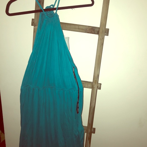 NWT high neck maxi dress with slit conch waist - Picture 1 of 4